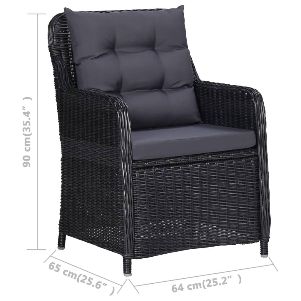 vidaXL Gartenstühle 2 Stk. mit Auflagen Poly Rattan Schwarz