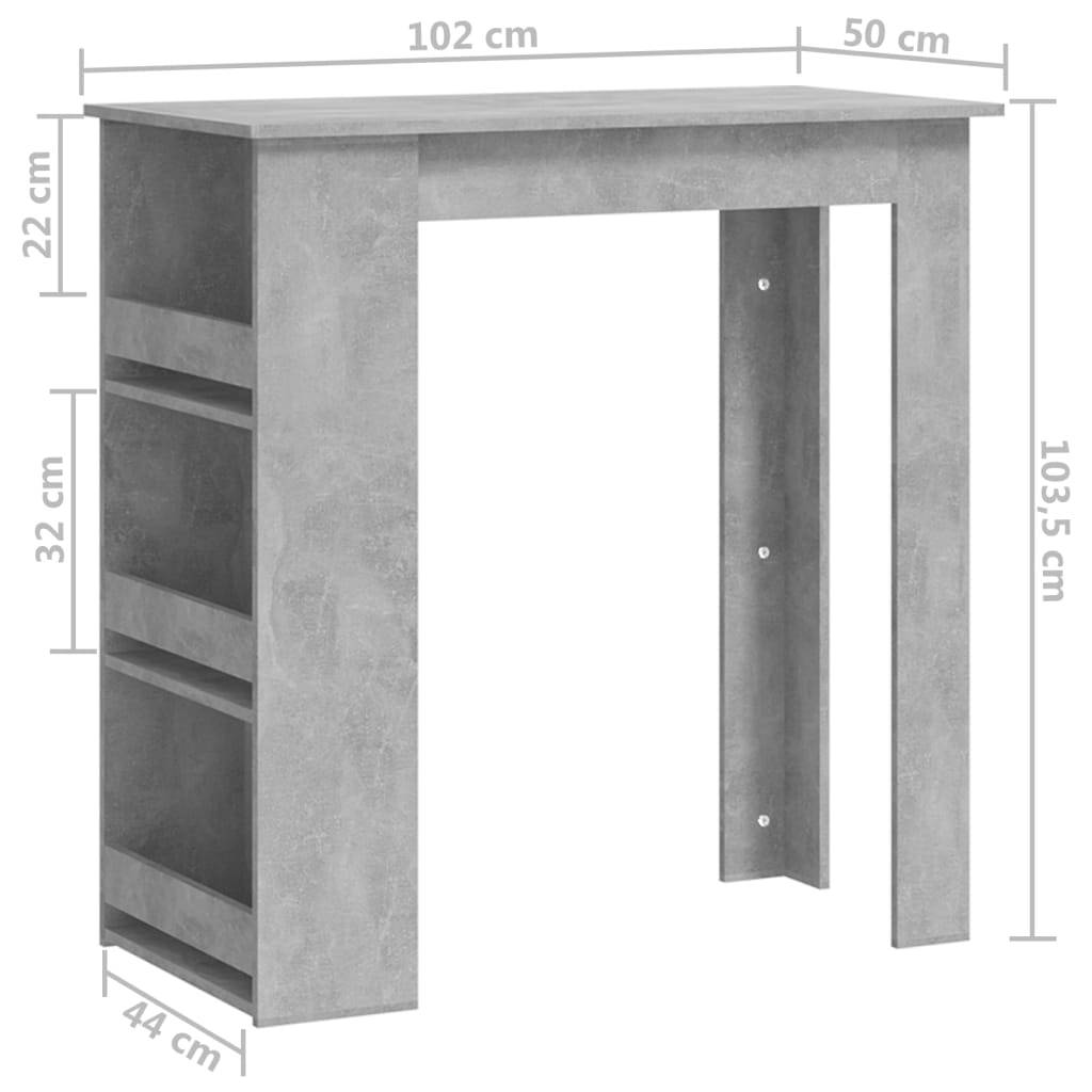 vidaXL Bartisch mit Regal Betongrau 102x50x103,5 cm