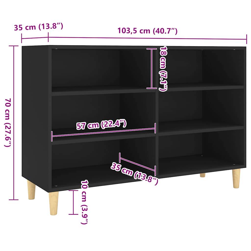 vidaXL Sideboard Schwarz 103,5x35x70 cm Holzwerkstoff