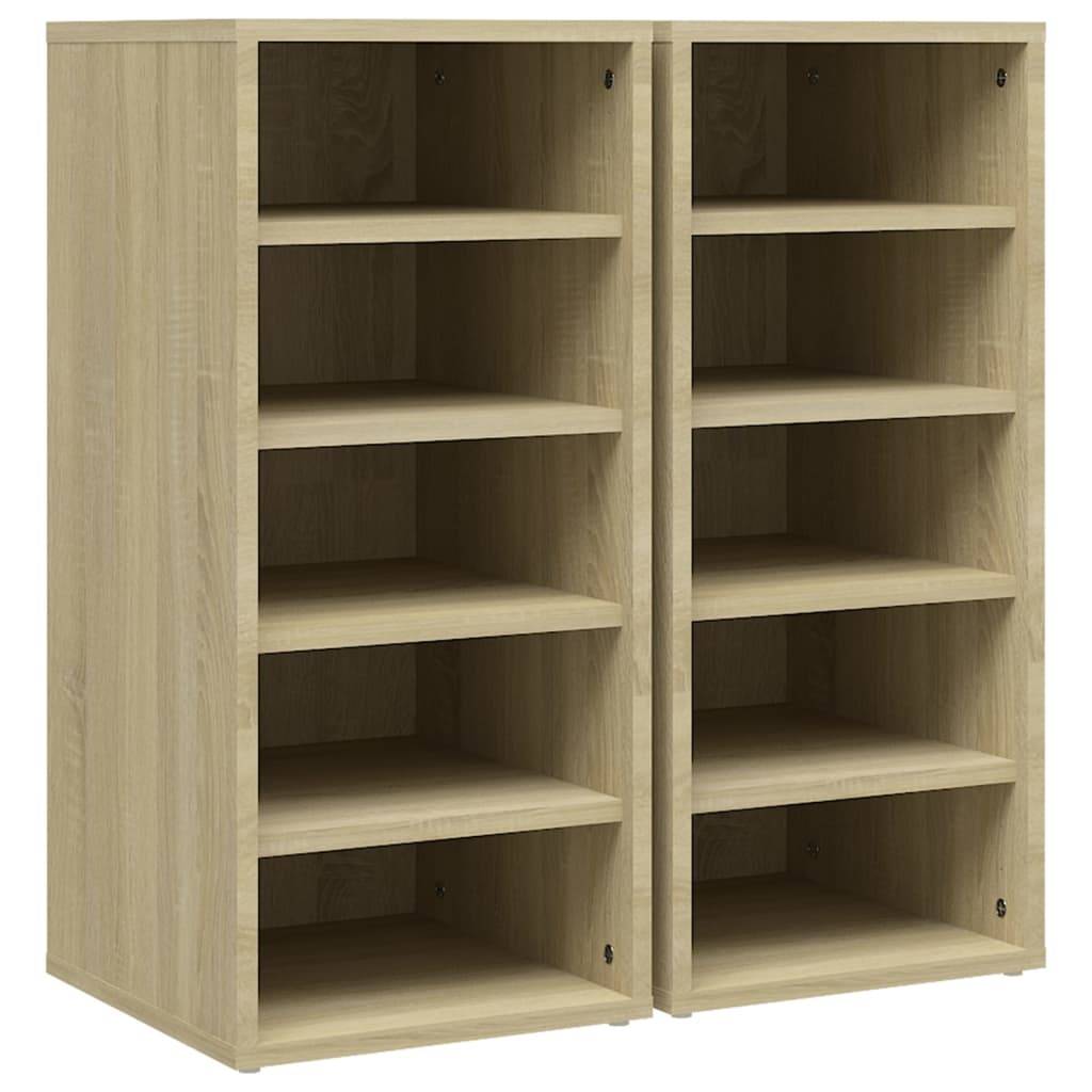 vidaXL Schuhschränke 2 Stk. Sonoma-Eiche 31,5x35x70 cm Holzwerkstoff