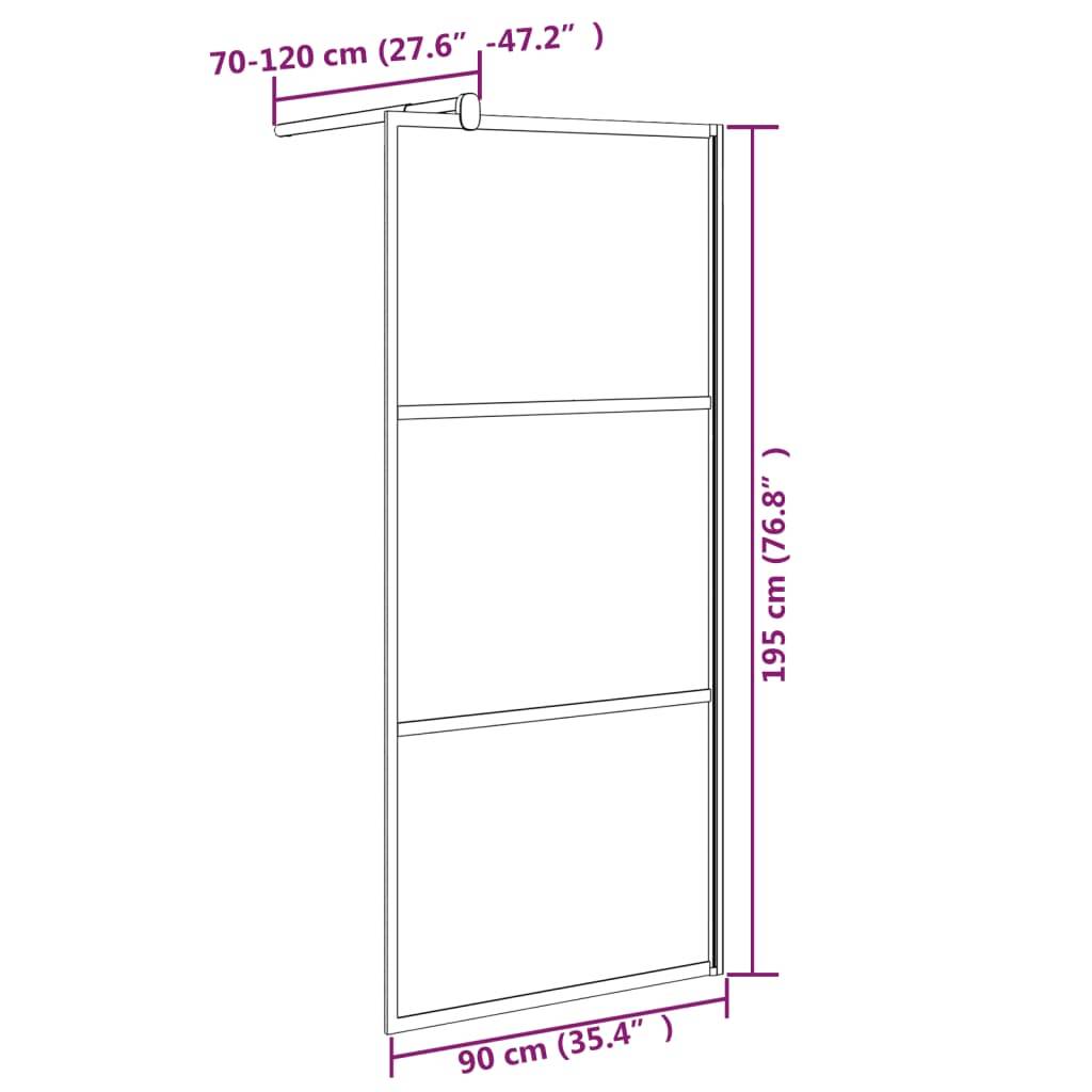 vidaXL Duschwand für Walk-In Dusche 90x195 cm Dunkel ESG Glas Schwarz