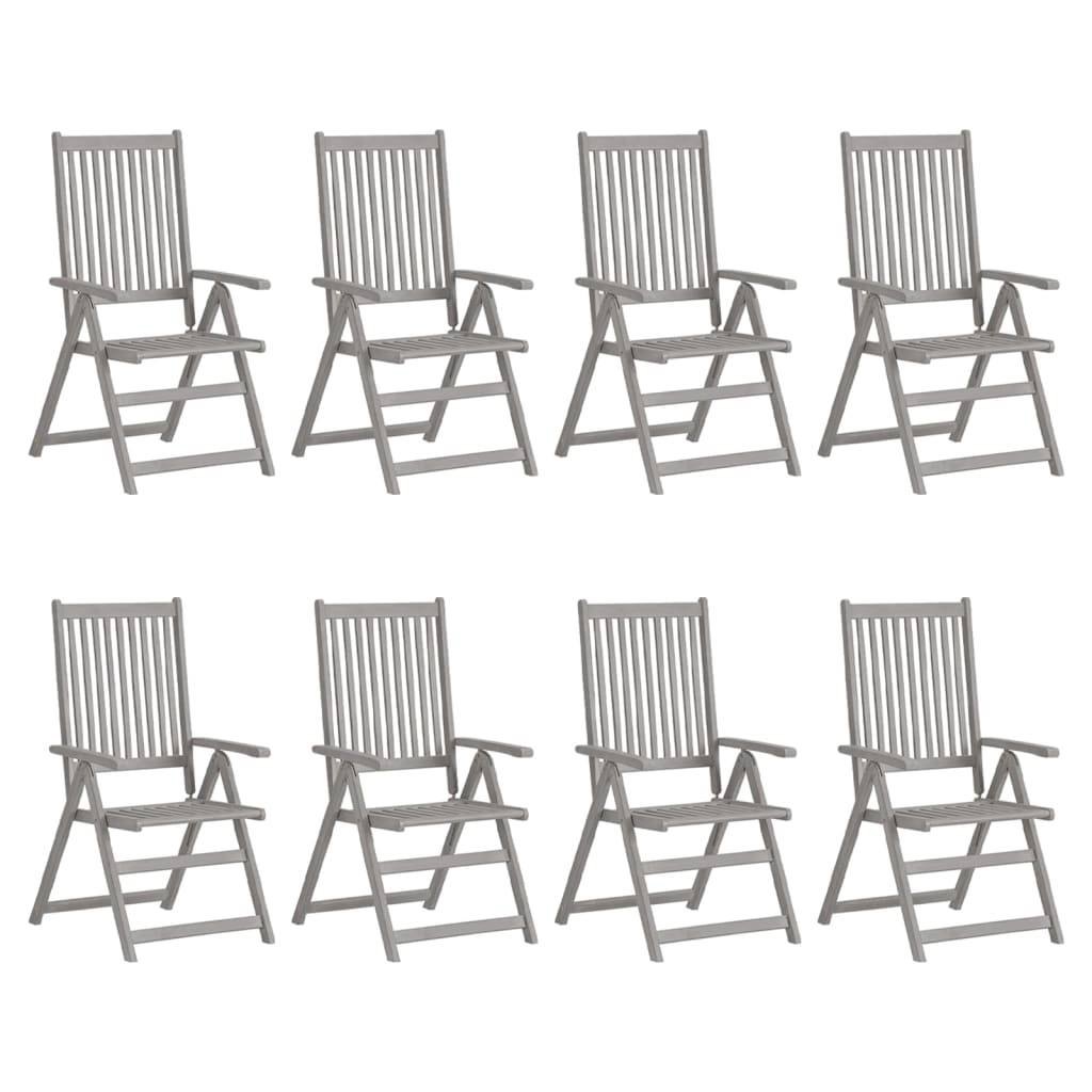 vidaXL Verstellbare Gartenstühle 8 Stk. Grau Massivholz Akazie