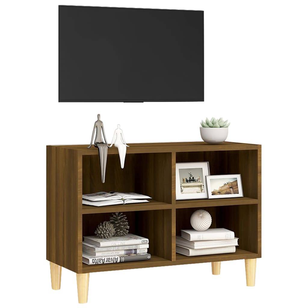 vidaXL TV-Schrank mit Massivholz-Beinen Braun Eichen-Optik