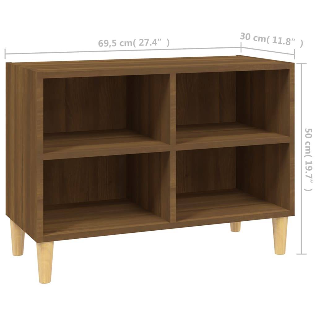vidaXL TV-Schrank mit Massivholz-Beinen Braun Eichen-Optik