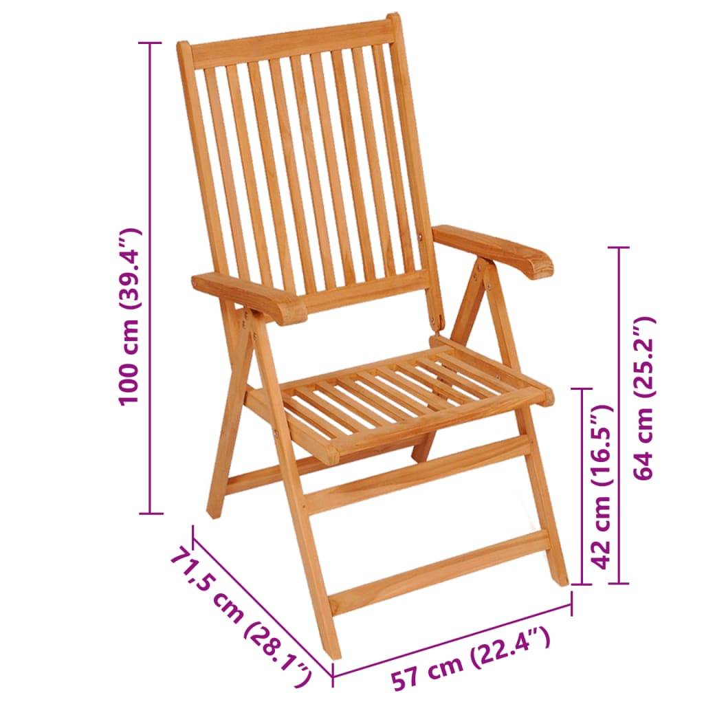 vidaXL Gartenstühle 2 Stk. mit Roten Kissen Massivholz Teak