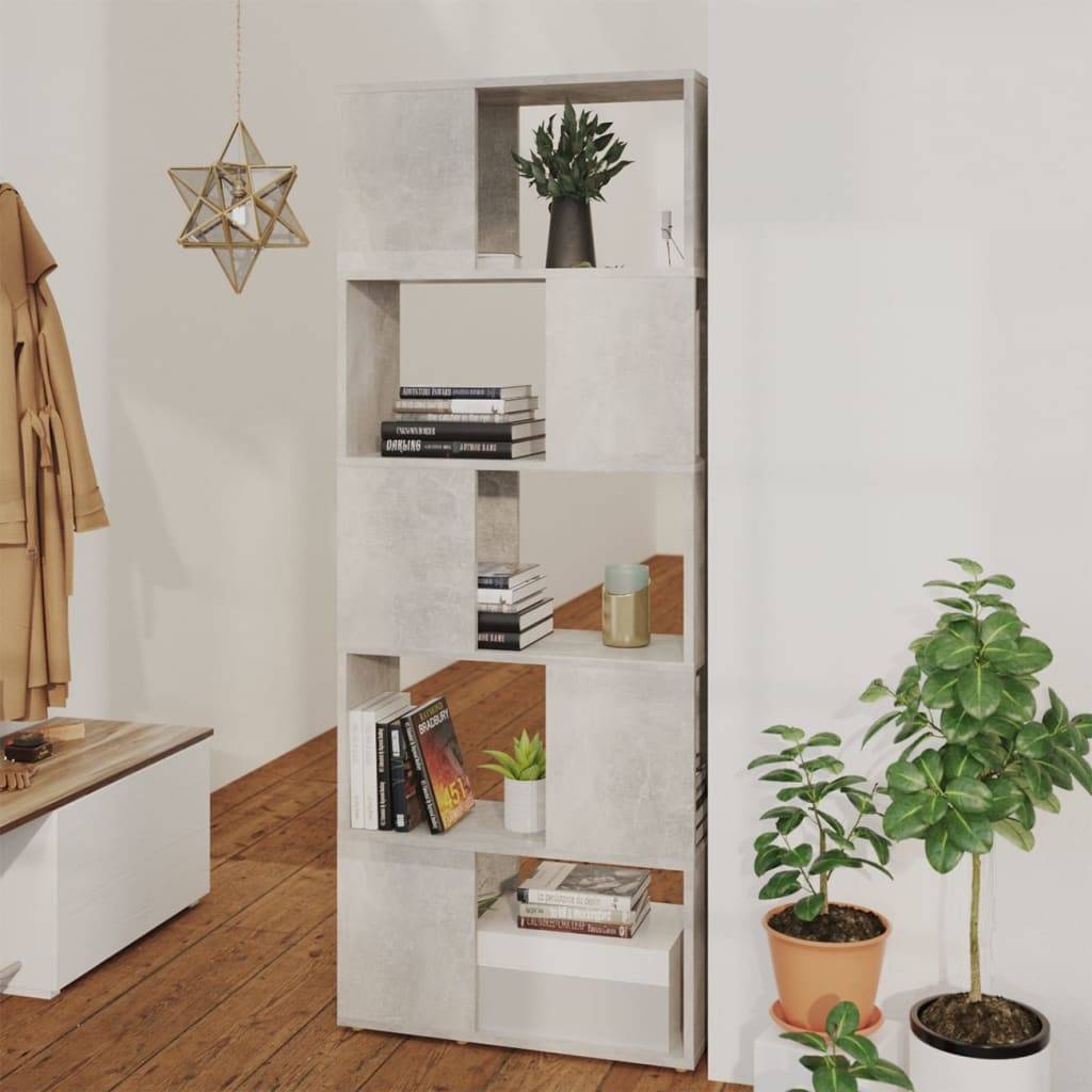 vidaXL Bücherregal Raumteiler Betongrau 60x24x155 cm