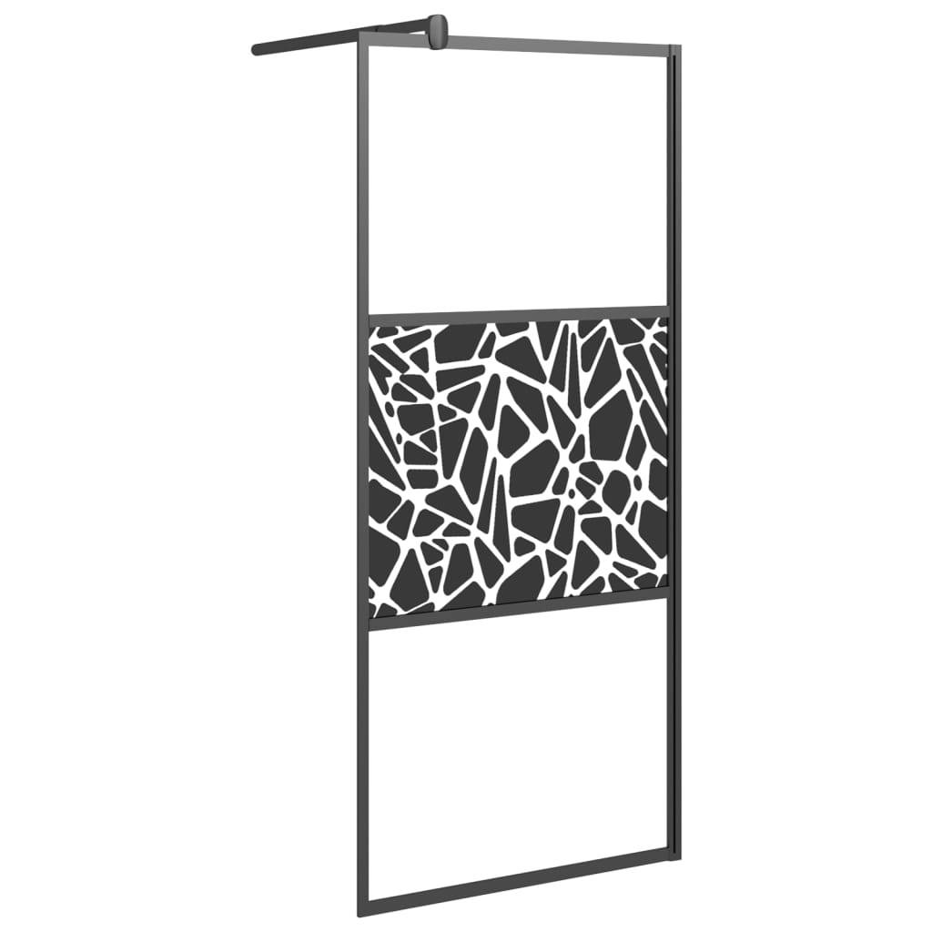 vidaXL Duschwand für Walk-In Dusche 90x195 cm ESG Steindesign Schwarz