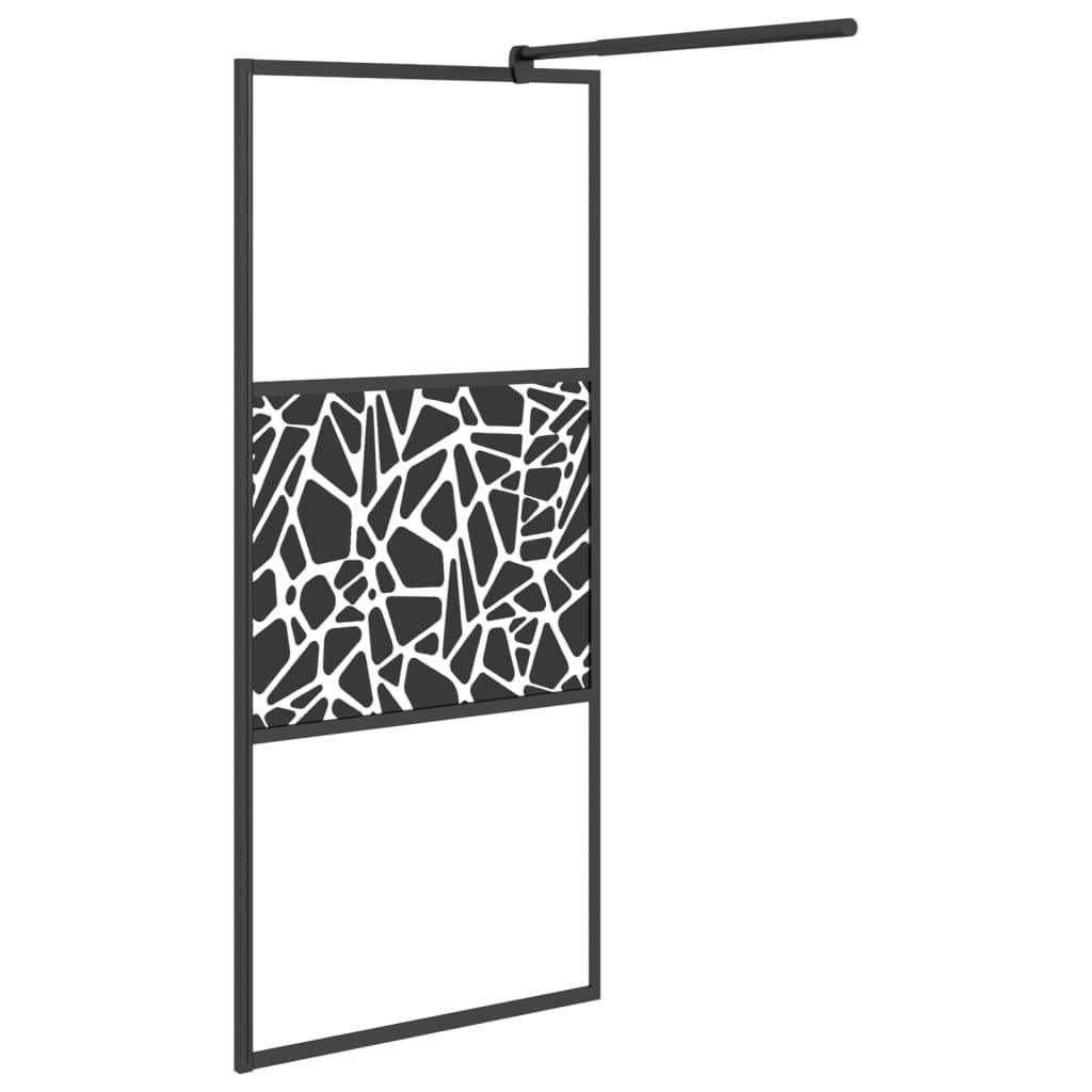 vidaXL Duschwand für Walk-In Dusche 90x195 cm ESG Steindesign Schwarz