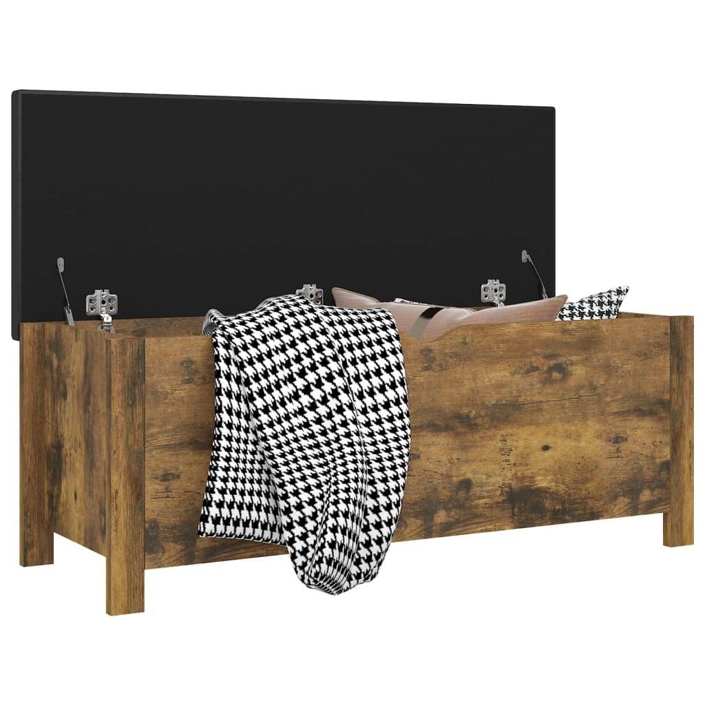 vidaXL Sitzbank mit Stauraum und Kissen Räuchereiche 105x40x45cm