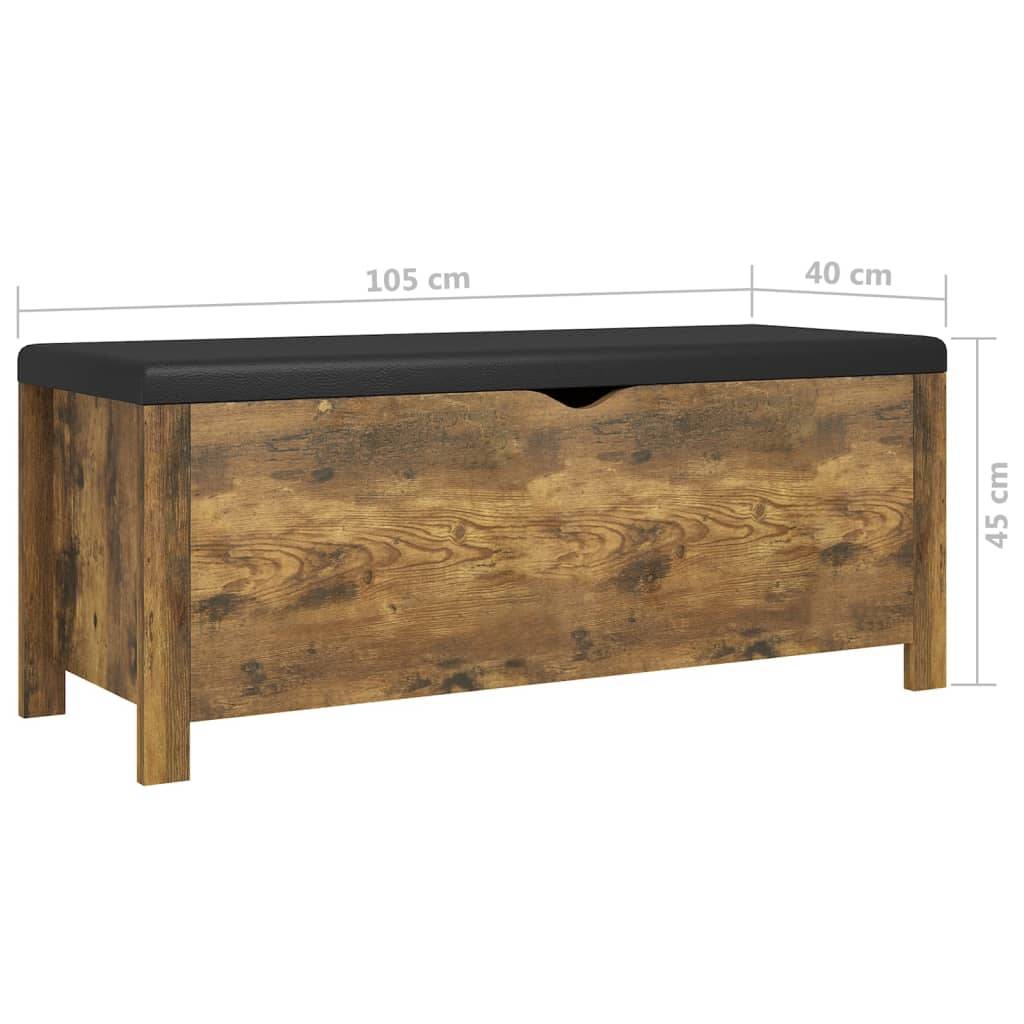 vidaXL Sitzbank mit Stauraum und Kissen Räuchereiche 105x40x45cm