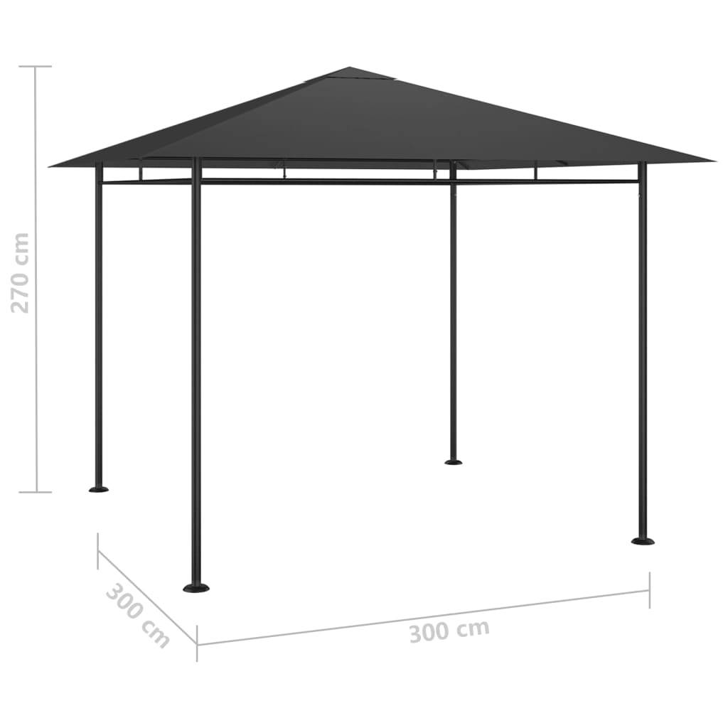 vidaXL Pavillon 3x3x2,7 m Anthrazit 180 g/m²