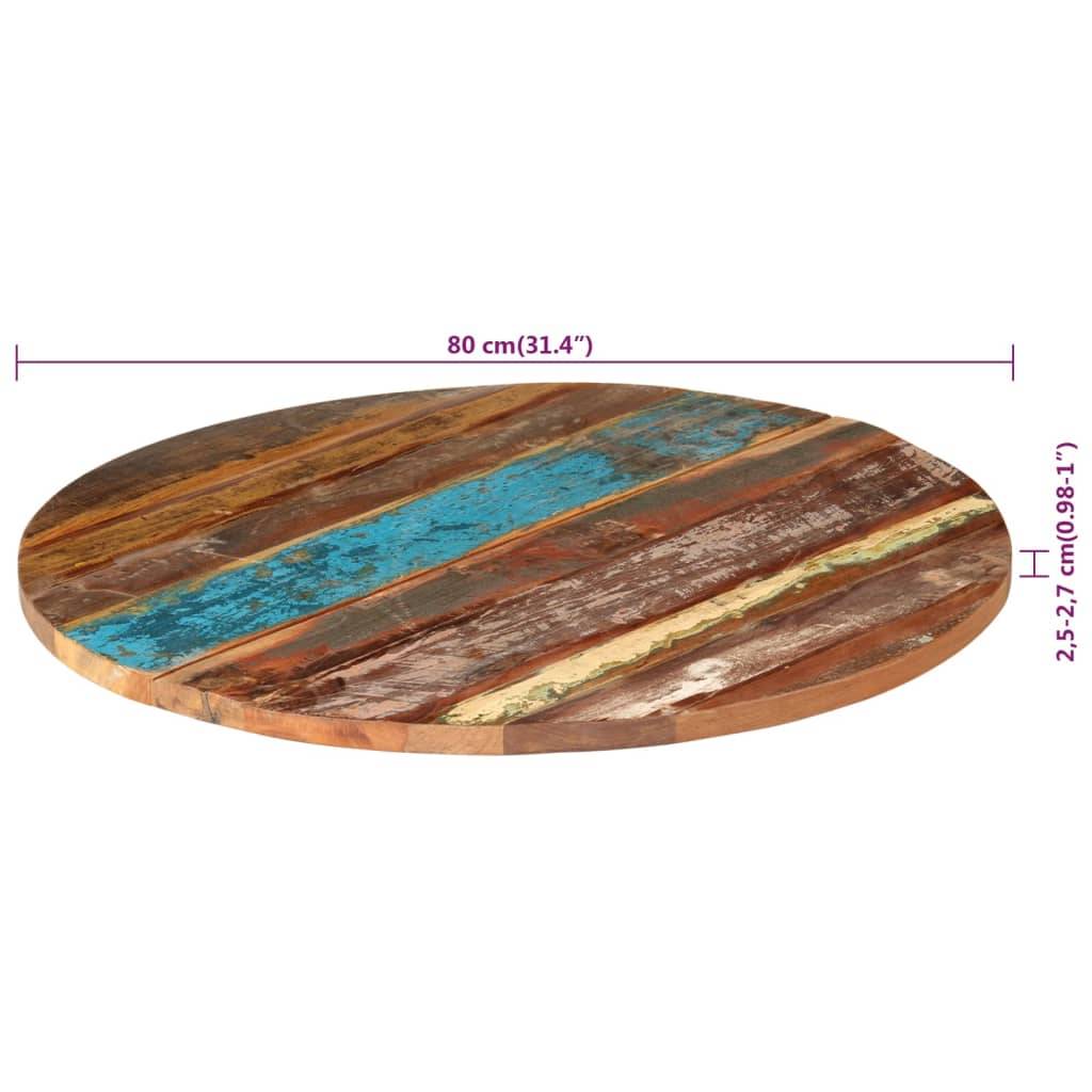vidaXL Tischplatte Rund 80 cm 25-27 mm Altholz Massiv