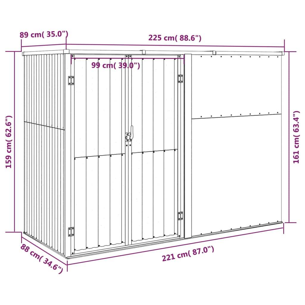 vidaXL Gerätehaus Anthrazit 225x89x161 cm Verzinkter Stahl