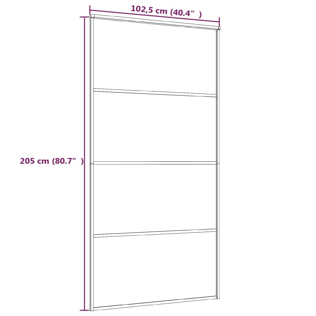vidaXL Schiebetür ESG Glas und Aluminium mattiert 102,5x205 cm Schwarz