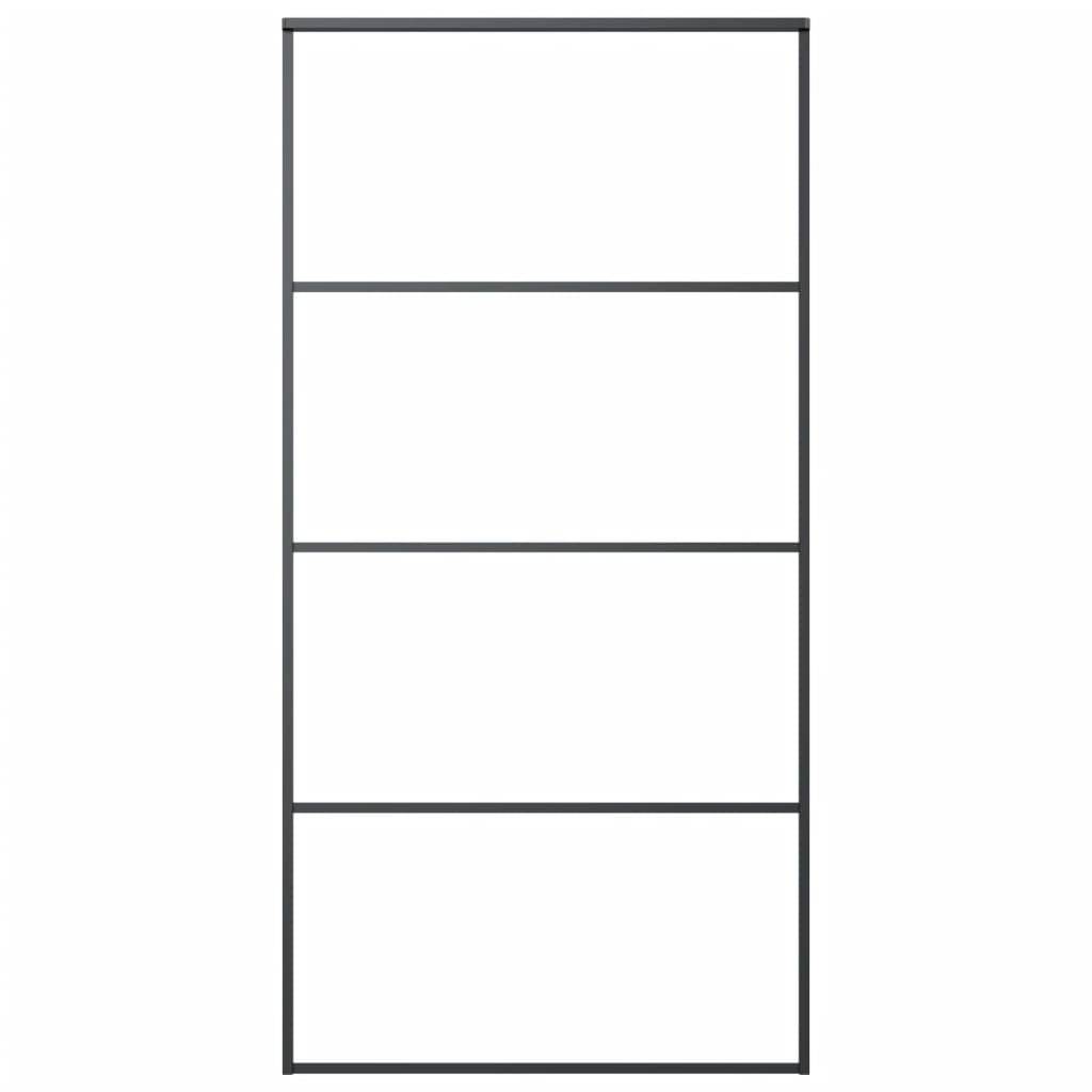 vidaXL Schiebetür ESG Glas und Aluminium mattiert 102,5x205 cm Schwarz