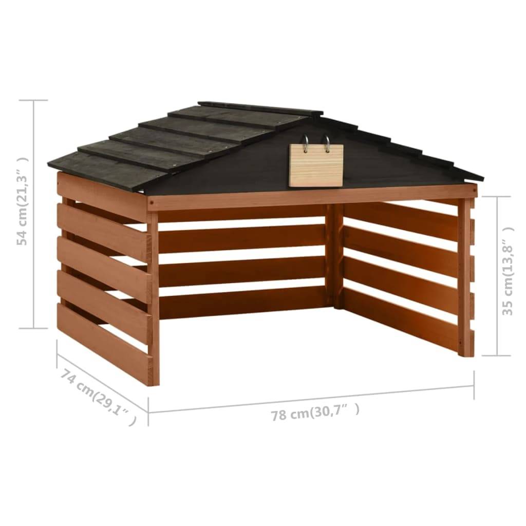vidaXL Mähroboter-Garage Schwarz und Braun 78x74x54 cm Tannenholz