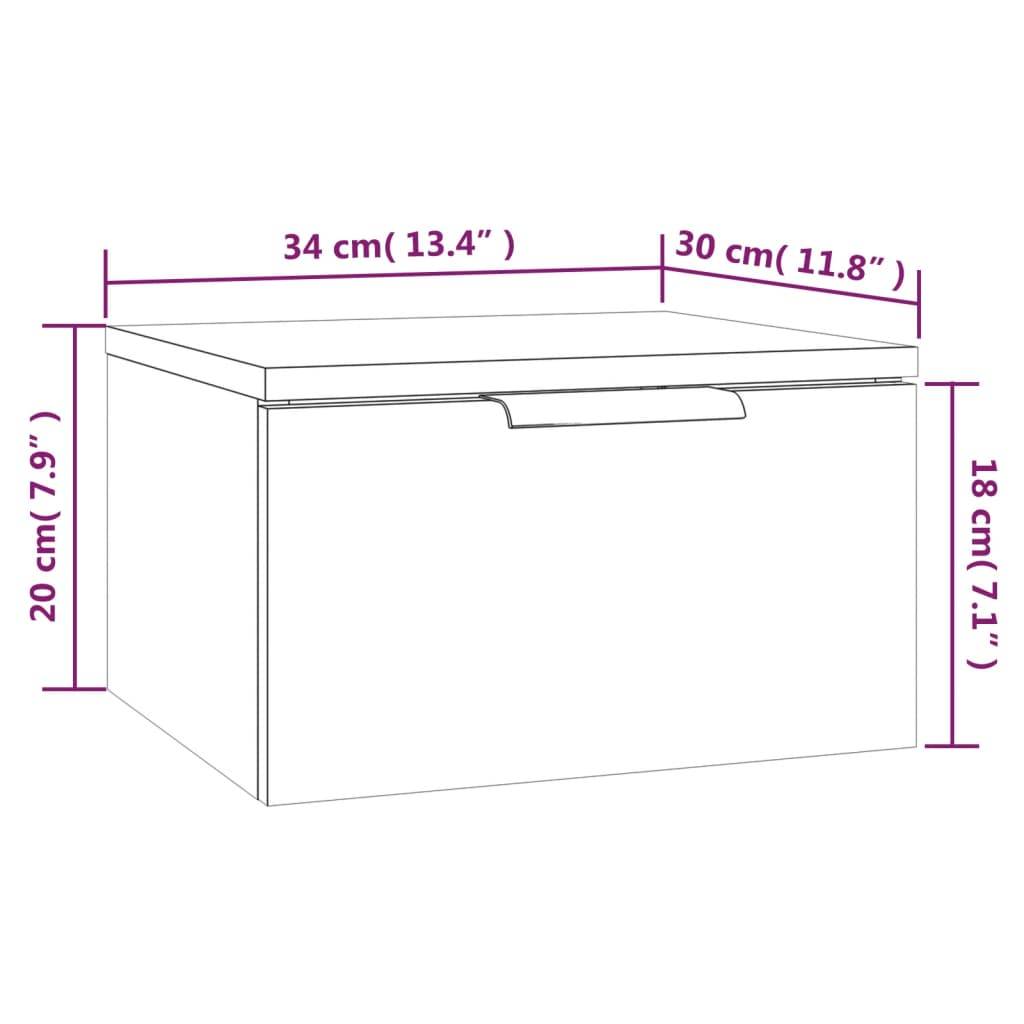 vidaXL Wand-Nachttische 2 Stk. Grau Sonoma 34x30x20 cm