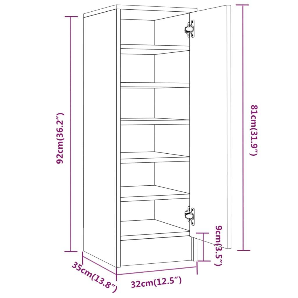 vidaXL Schuhregal Grau Sonoma 32x35x92 cm Holzwerkstoff