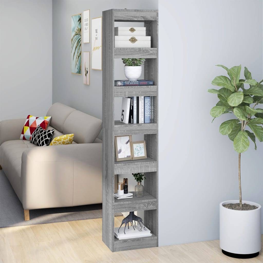 vidaXL Bücherregal/Raumteiler Grau Sonoma 40x30x198 cm