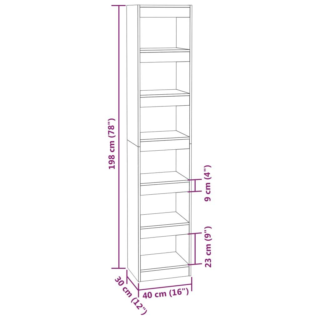 vidaXL Bücherregal/Raumteiler Grau Sonoma 40x30x198 cm