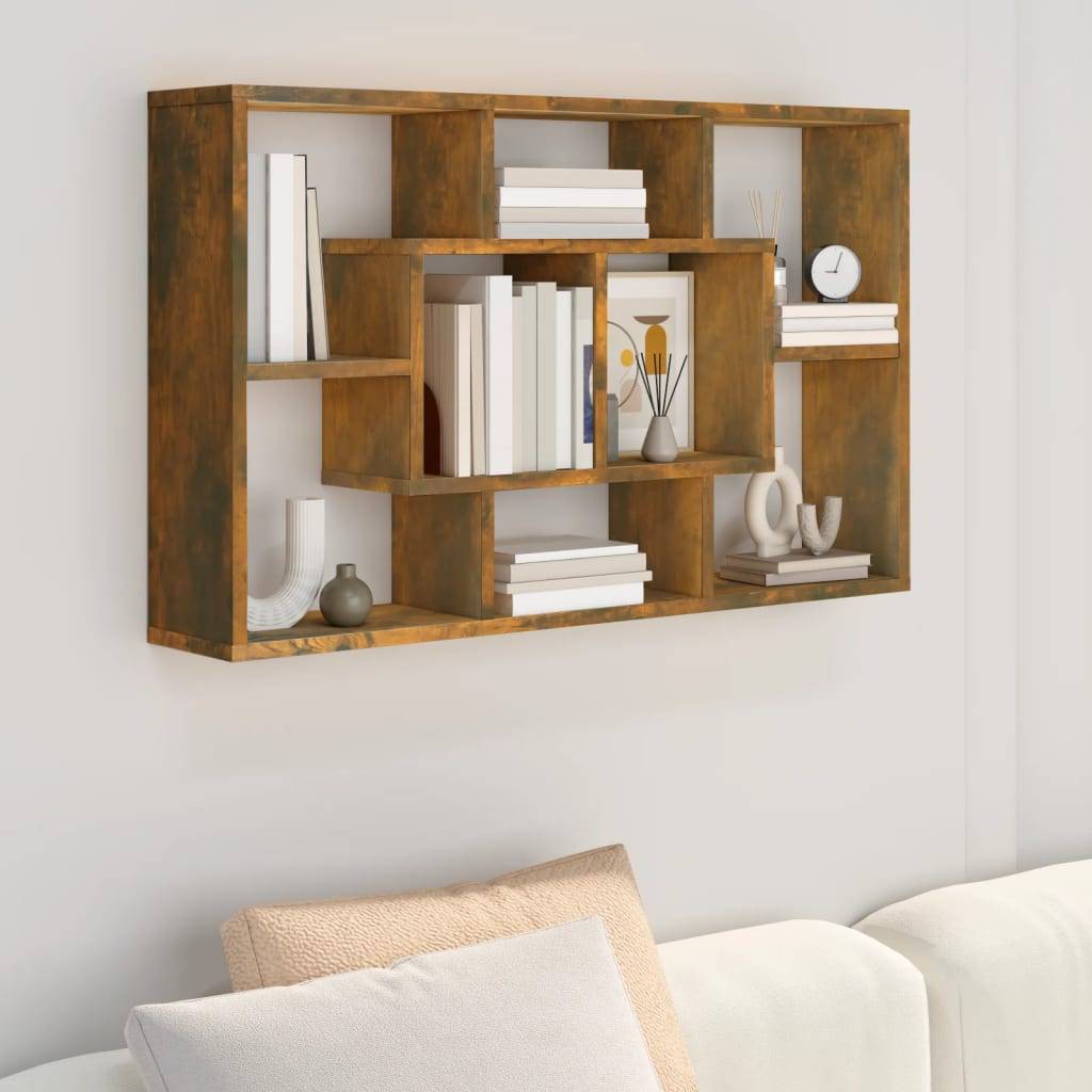 vidaXL Wandregal Räuchereiche 85x16x52,5 cm Holzwerkstoff