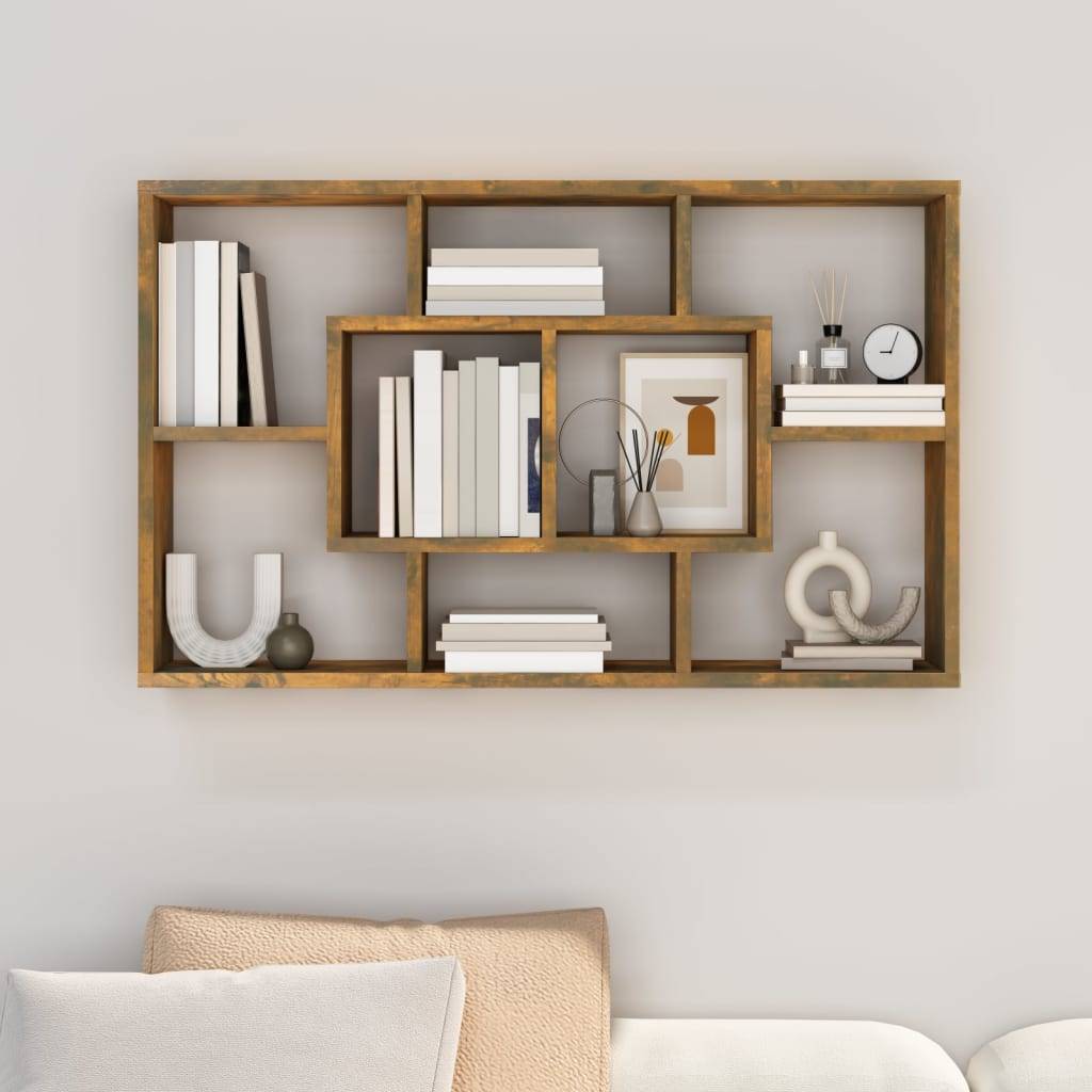 vidaXL Wandregal Räuchereiche 85x16x52,5 cm Holzwerkstoff