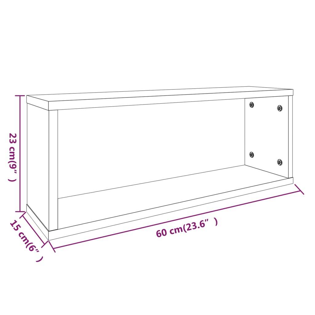 vidaXL Würfelregale 6 Stk. Grau Sonoma 60x15x23 cm Holzwerkstoff