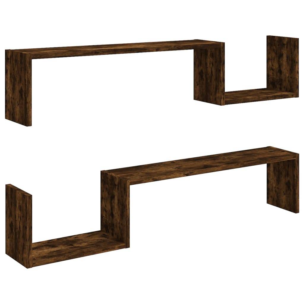 vidaXL Wandregale 2 Stk. Räuchereiche 100x15x20 cm Holzwerkstoff