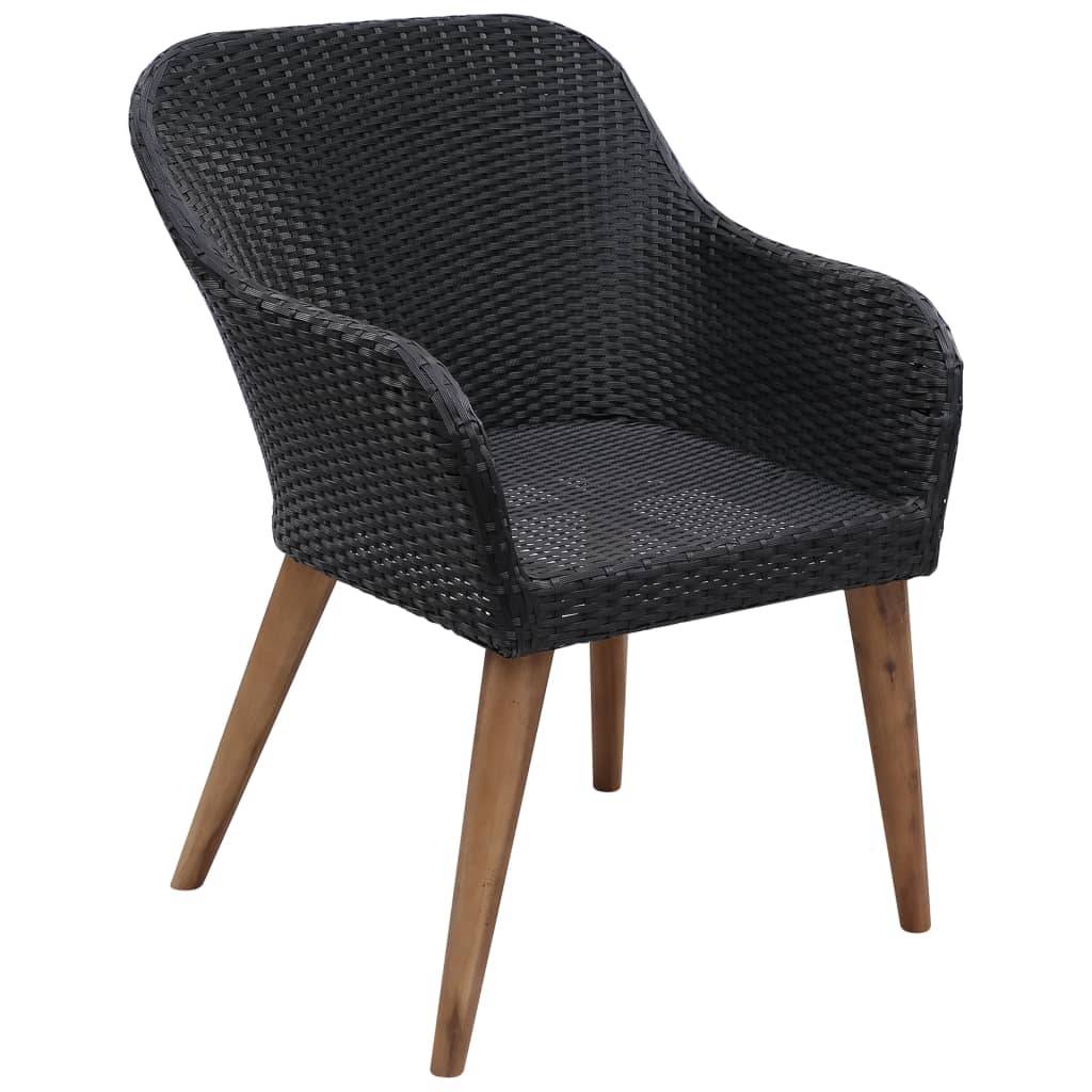 vidaXL 9-tlg. Garten-Essgruppe mit Auflagen Poly Rattan Schwarz