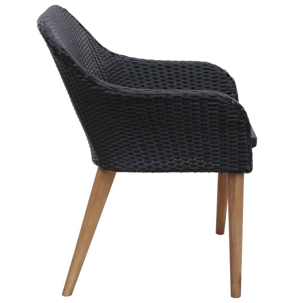 vidaXL 7-tlg. Garten-Essgruppe Poly Rattan Schwarz