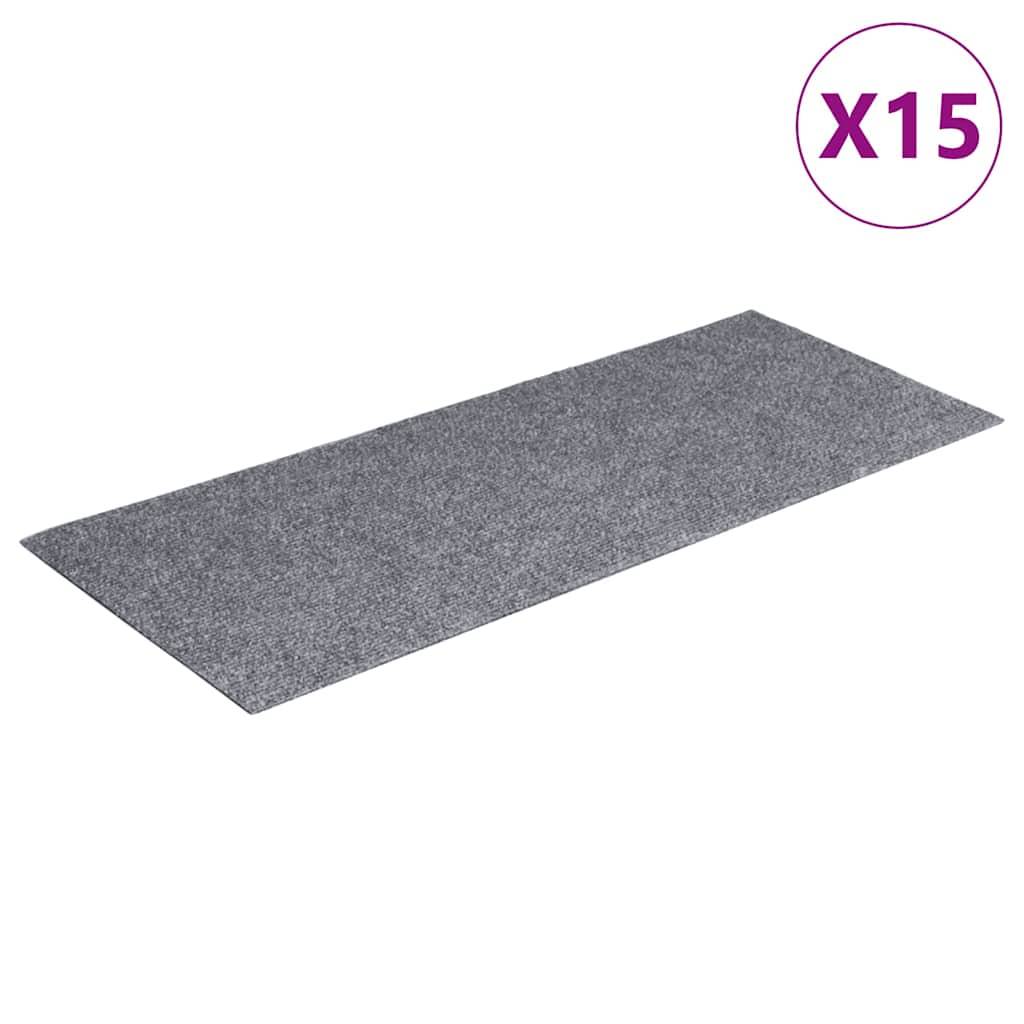 vidaXL Selbstklebende Treppenmatten 15 Stk. 60x25 cm Hellgrau