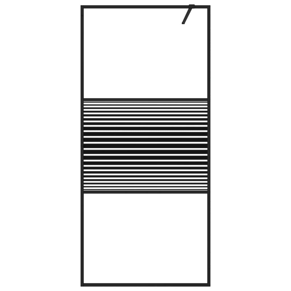 vidaXL Duschwand für Begehbare Dusche Schwarz 90x195 cm ESG-Glas Klar