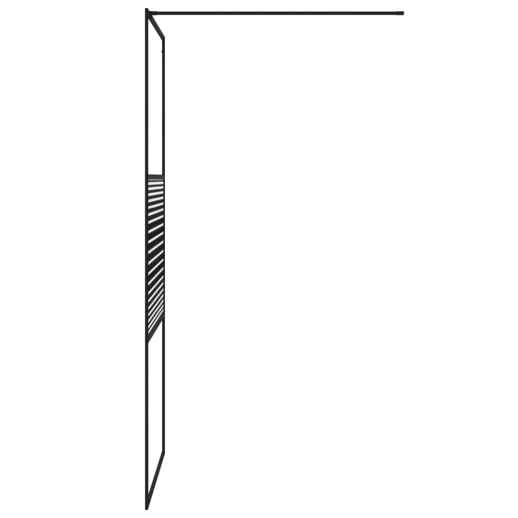 vidaXL Duschwand für Begehbare Dusche Schwarz 90x195 cm ESG-Glas Klar