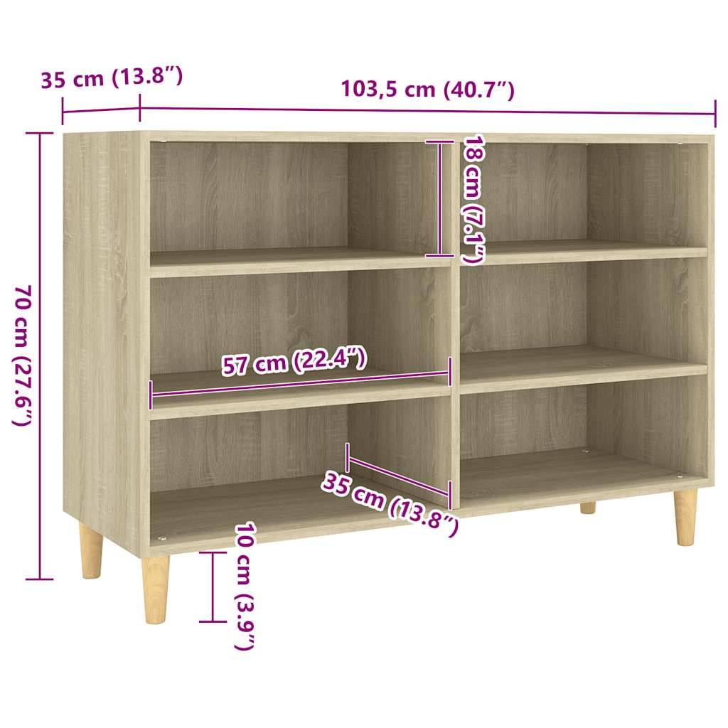 vidaXL Sideboard Sonoma-Eiche 103,5x35x70 cm Holzwerkstoff
