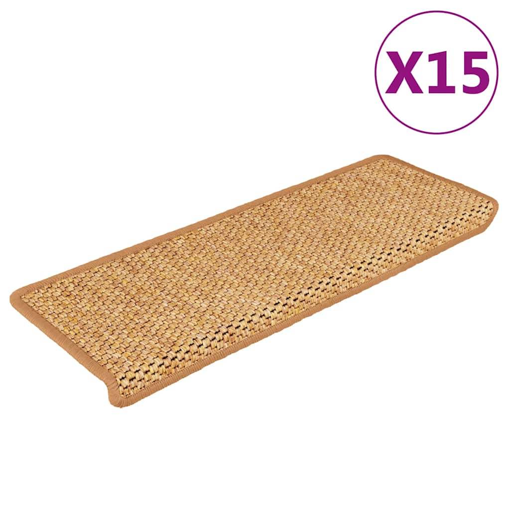 vidaXL Treppenmatten Selbstklebend Sisal-Optik 15Stk. 65x21x4cm Orange