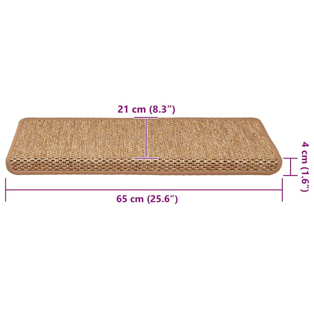 vidaXL Treppenmatten Selbstklebend Sisal-Optik 15Stk. 65x21x4cm Orange