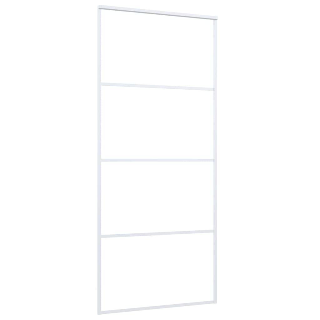 vidaXL Schiebetür ESG-Mattglas und Aluminium 90x205 cm Weiß