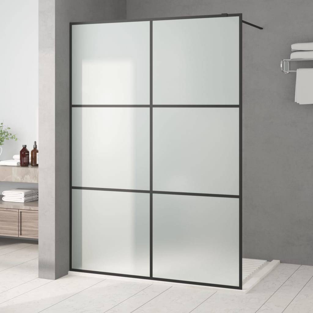 vidaXL Duschwand für Begehbare Dusche Schwarz 140x195 cm Matt ESG-Glas