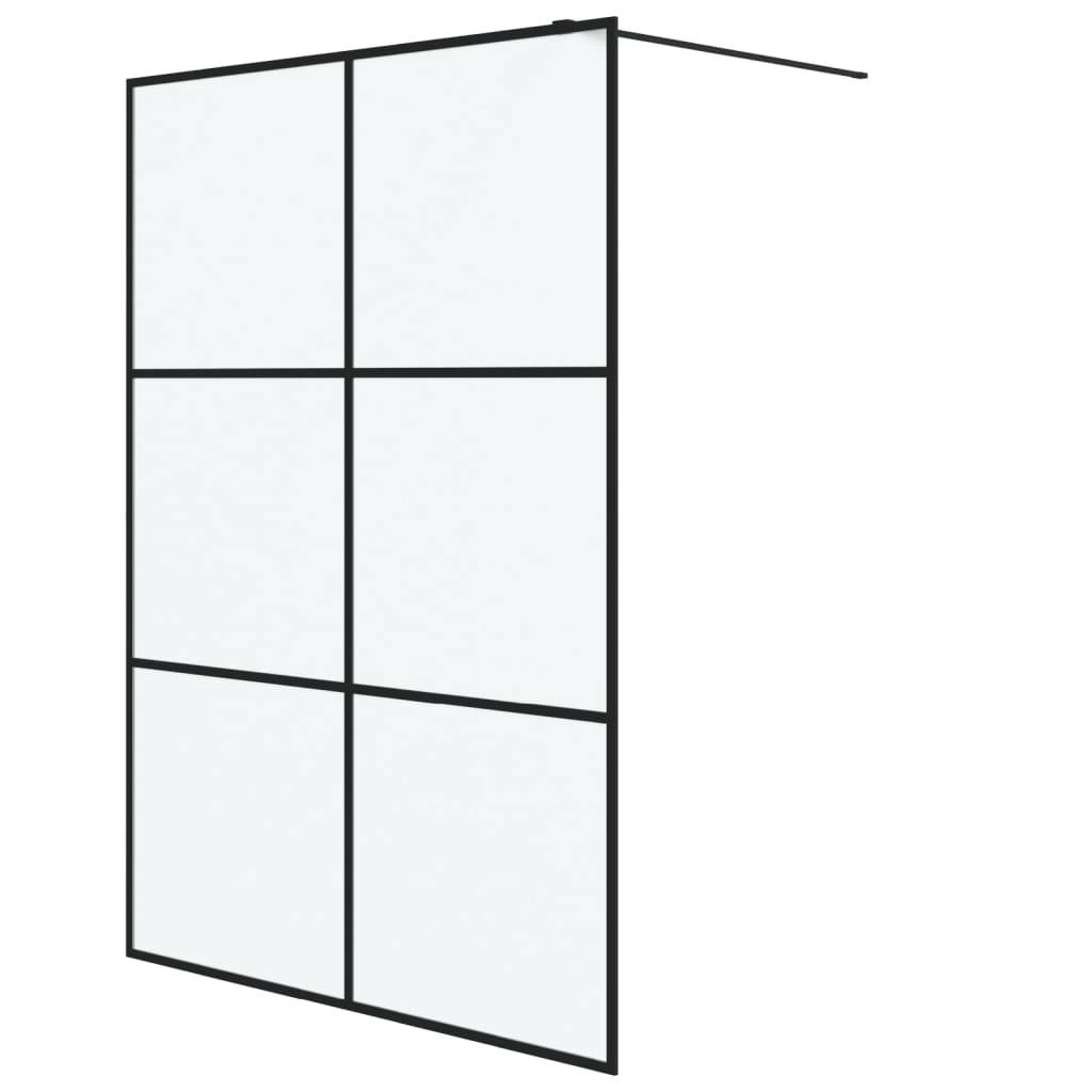 vidaXL Duschwand für Begehbare Dusche Schwarz 140x195 cm Matt ESG-Glas