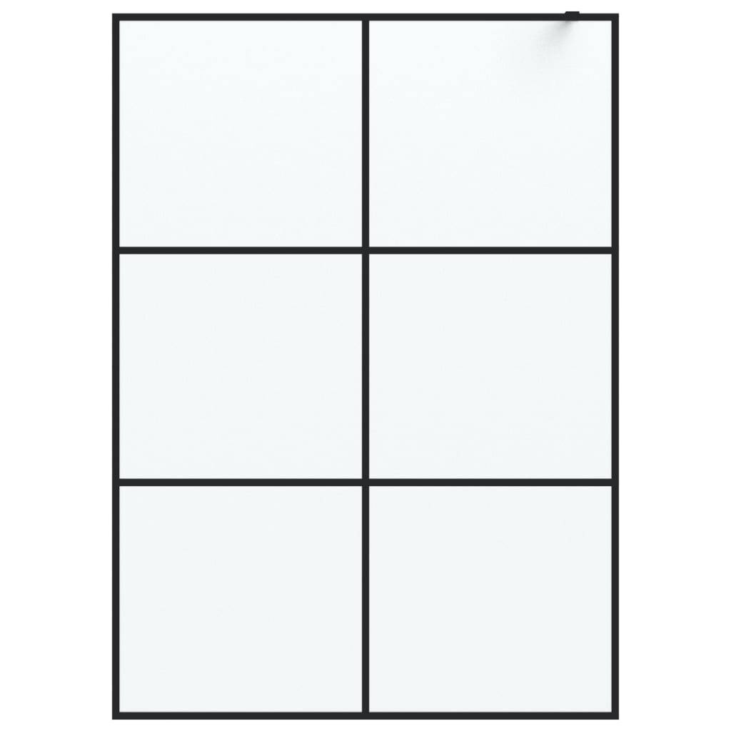 vidaXL Duschwand für Begehbare Dusche Schwarz 140x195 cm Matt ESG-Glas