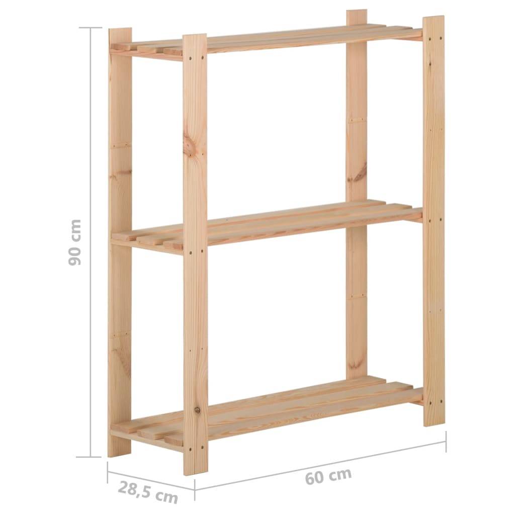 vidaXL Lagerregal mit 3 Böden 60x28,5x90 cm Massivholz Kiefer