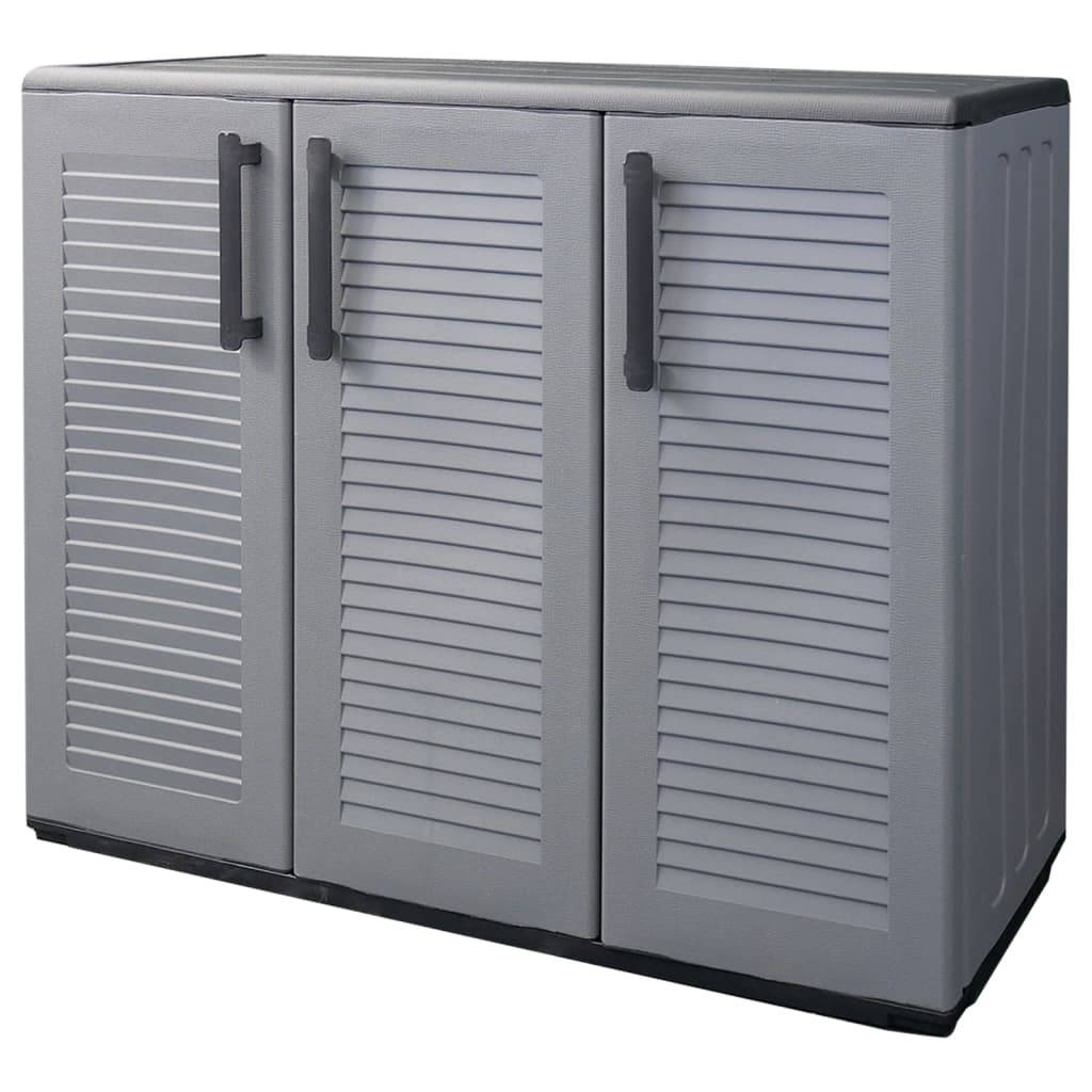 vidaXL Gartenschrank Grau und Schwarz 102x37x84 cm PP