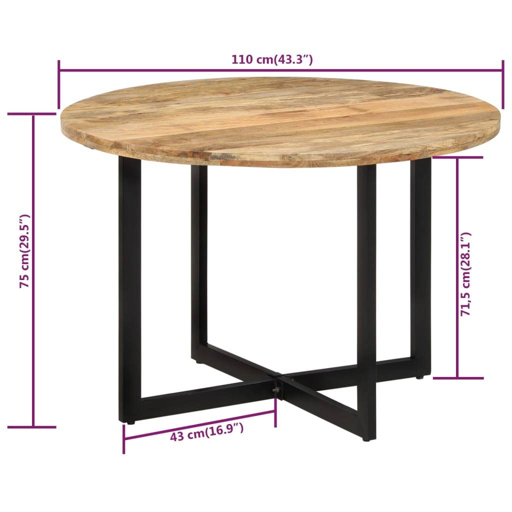 vidaXL Esstisch 110x75 cm Massivholz Mango