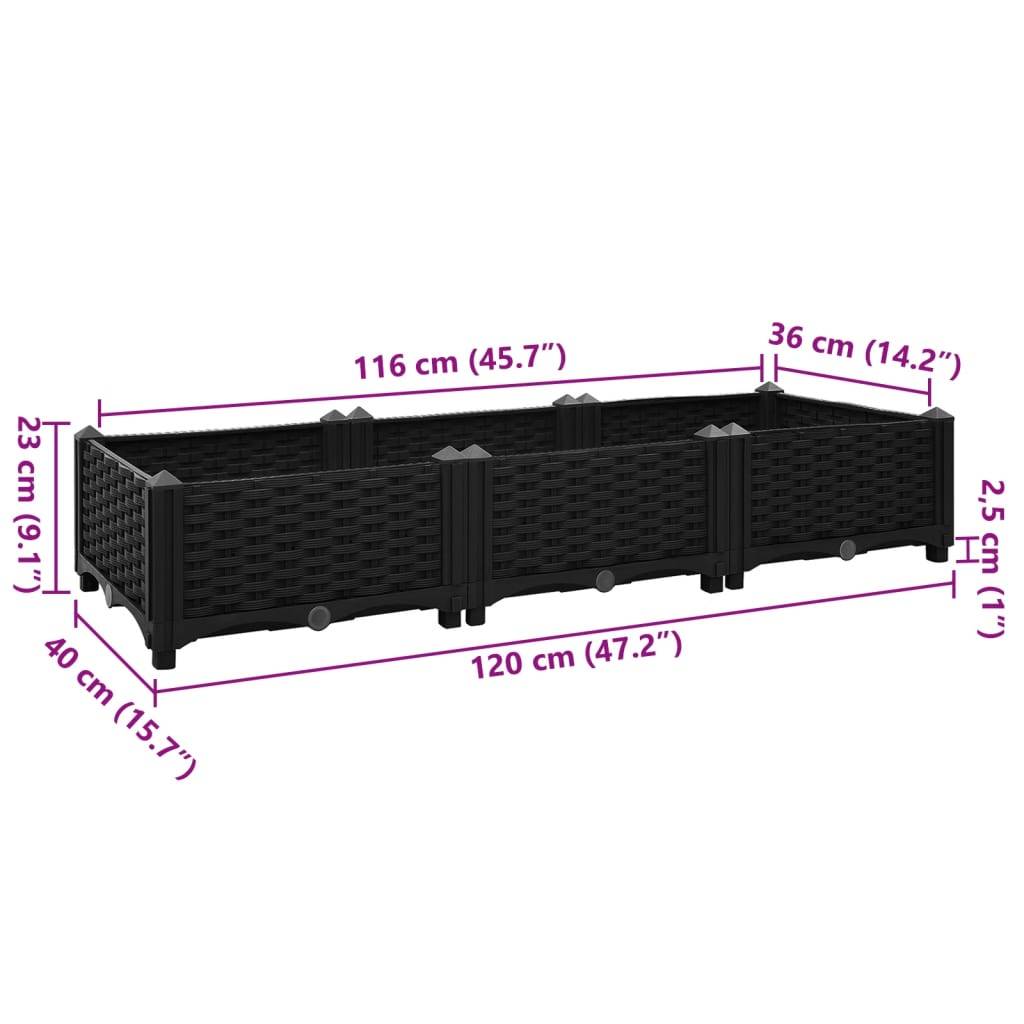 vidaXL Hochbeet 120x40x23 cm Polypropylen