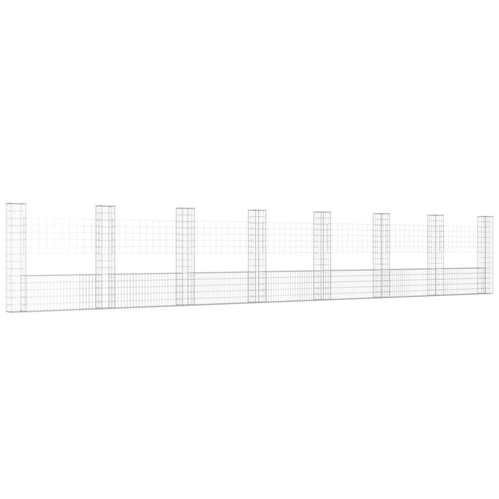 vidaXL Gabionenkorb U-Form mit 8 Säulen Eisen 860x20x150 cm