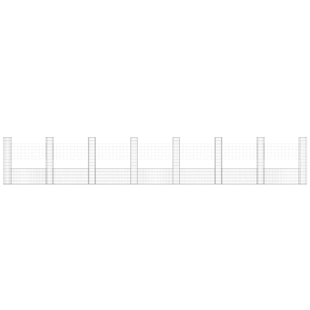 vidaXL Gabionenkorb U-Form mit 8 Säulen Eisen 860x20x150 cm