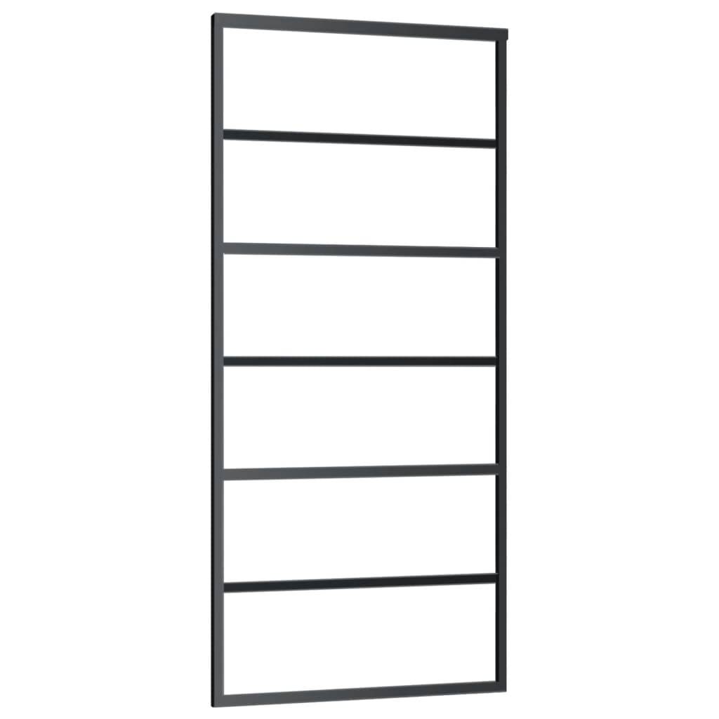 vidaXL Schiebetür ESG-Glas und Aluminium 90x205 cm Schwarz
