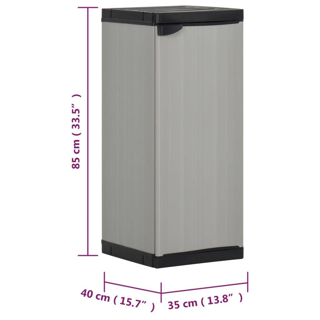 vidaXL Garten-Lagerschrank mit 1 Boden Grau und Schwarz 35x40x85 cm