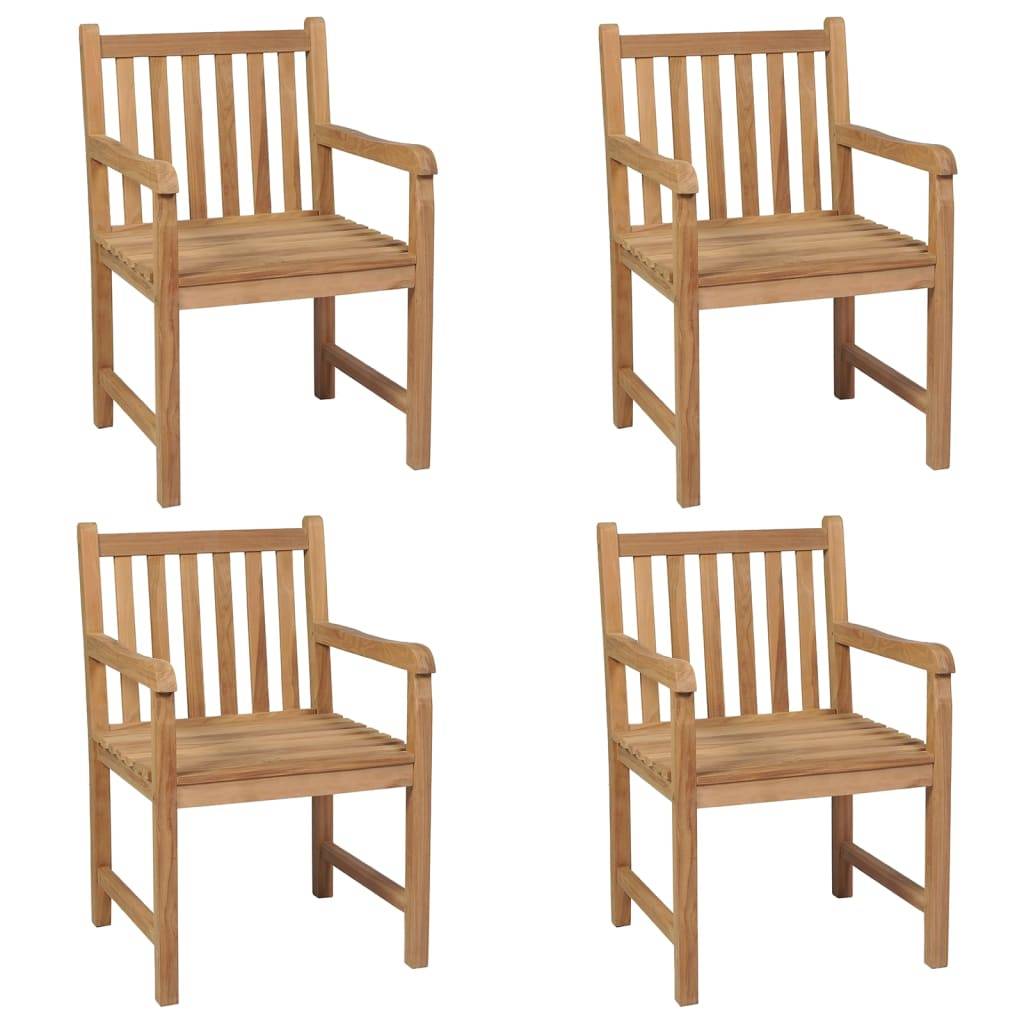 vidaXL Gartenstühle 4 Stk. mit Hellgrünen Kissen Massivholz Teak