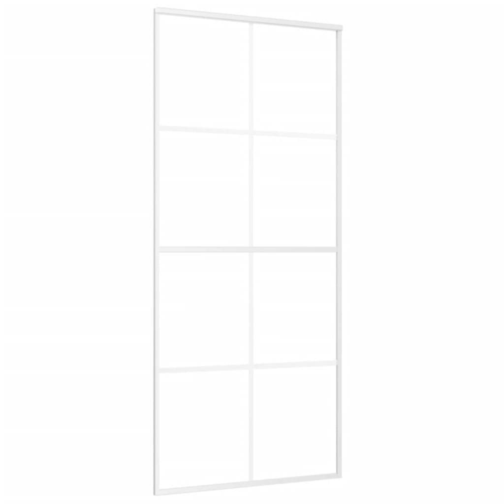 vidaXL Schiebetür ESG-Glas und Aluminium 90x205 cm Weiß